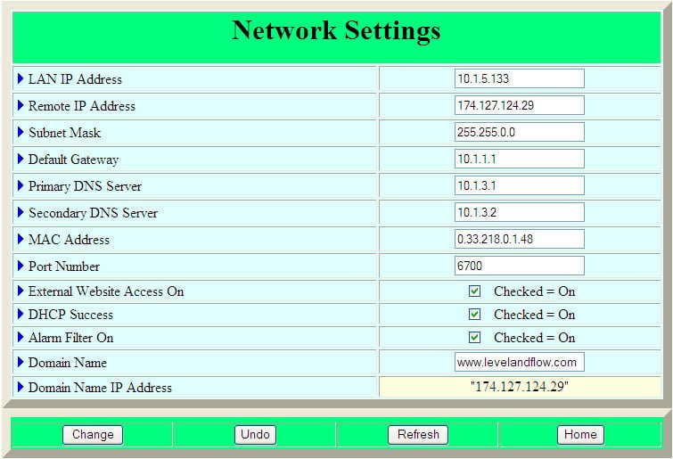 network settings menu tank cloud embedded web server