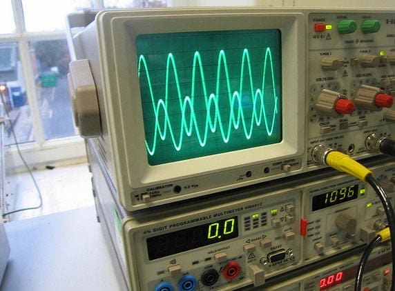 oscilloscope and multimeter stacked