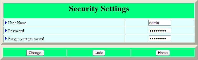 security settings menu tank cloud embedded web server