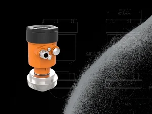 TRUE ECHO CR-S Radar for Bulk Solids next to pouring salt